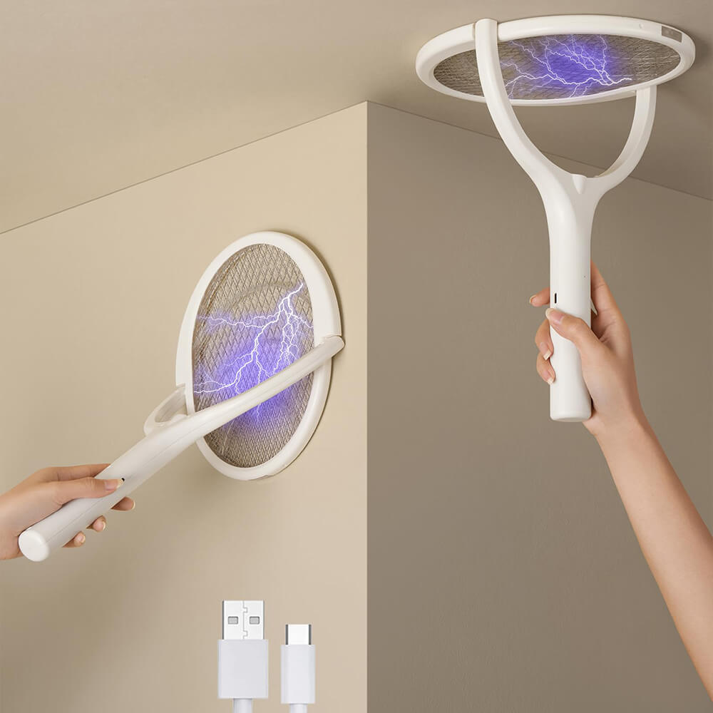 Electric Fly Swatter - Rotating Head Rechargeable Fly Swatter