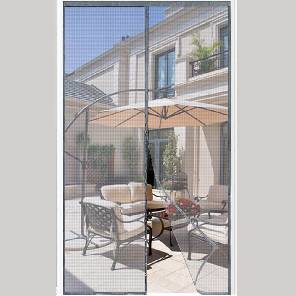 Gray Screen Door, Magnetic Mesh Screen Slider